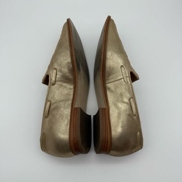 Talbots Leighton Tassel Loafers Gold Metallic Suede 8 - Picture 10 of 15